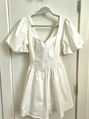 B Darlin White Puff Sleeve Mini Dress